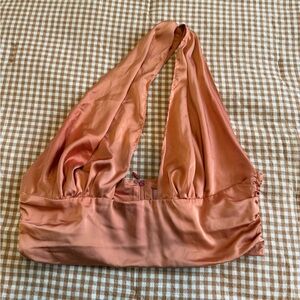 Oh Polly Satin Halter Top in Rusty Orange